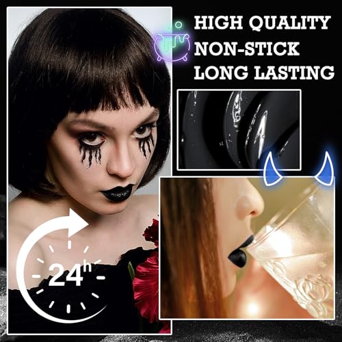Black Matte Lipstick & Lip Liner Set - Waterproof, Long-Lasting