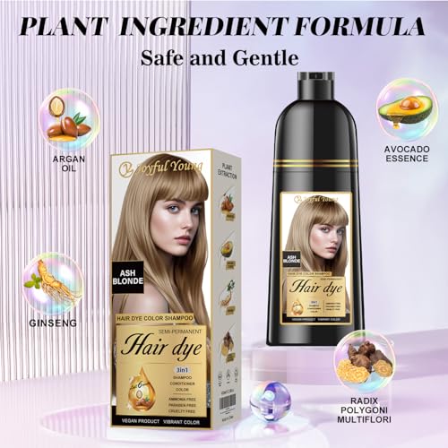 Ash Blonde Hair Dye Shampoo 3-in-1 Gray Coverage