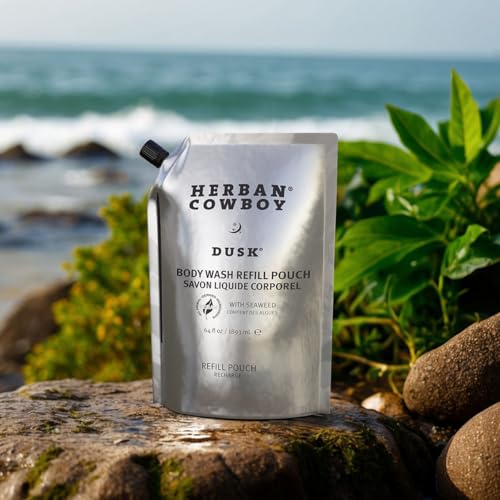 Herban Cowboy Body Wash, Rich Cologne Scent, Enhanced with Plant-Powered Ingredients, Vegan Body Wash (Dusk, 64 Ounce Full Refill Pouch)