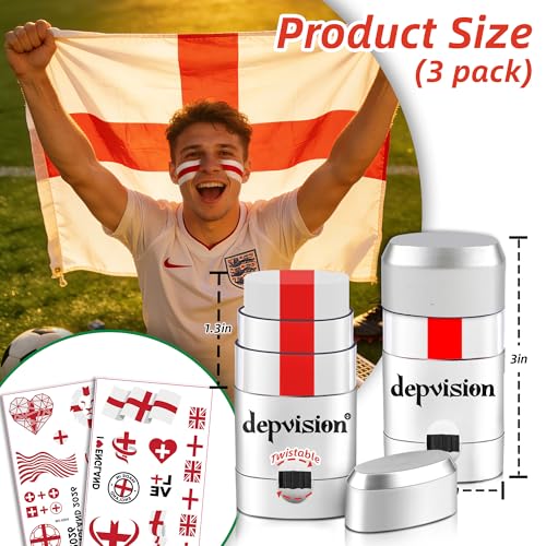 3 Pack Hypoallergenic Face Paint Sticks for Sports Fans