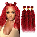 Red Kinky Curly Human Hair Bundles - 3 Pack, 12-16 Inch