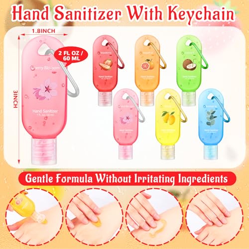 24 Pack Scented Hand Sanitizer Keychain - 1 oz Bulk Travel Size