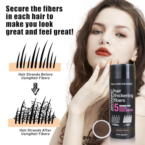 Hair Fibers for Thinning Hair - Natural Building Powder, Medium Brown