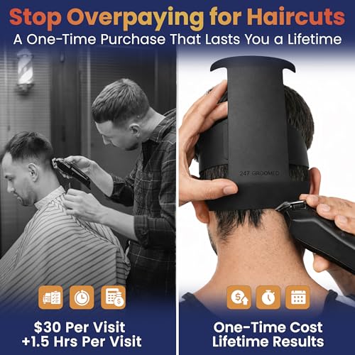 247 Groomed Self Haircut Kit for Men with Neckline & Fade Guide
