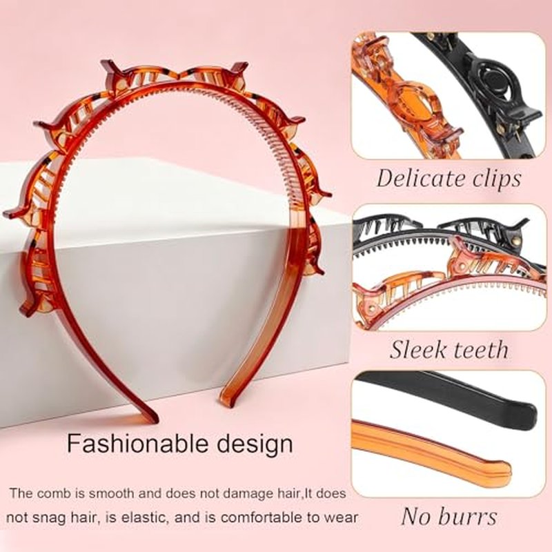 2-Piece Bangs Hairpin Headband with 8 Clips – 90s Y2K Hair Styling