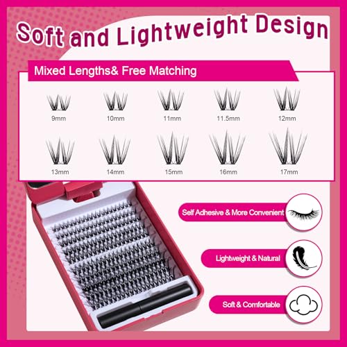 BS-MALL Lash Clusters Kit – Reusable Fake Eyelashes with 5X Mirror