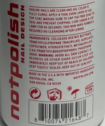 Notpolish Gloss-It No-Wipe Gel Top Coat - High Shine Clear Polish, 0.5 oz