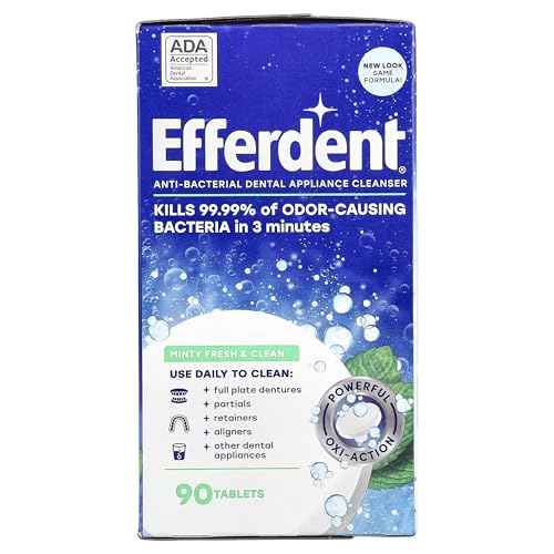 Efferdent Retainer Cleaning Tablets, Denture Cleaning Tablets for Dental Appliances, Minty Fresh & Clean, 90 Count. (Pack of 5)