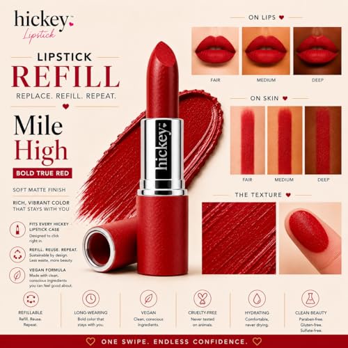 Hickey Perfect Red Lipstick Refill - Organic & Vegan