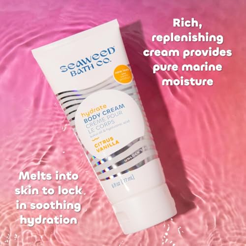 The Seaweed Bath Co. Hydrating Soothing Body Cream, Citrus Vanilla Scent, with Argan Oil & Shea Butter, 6 Oz