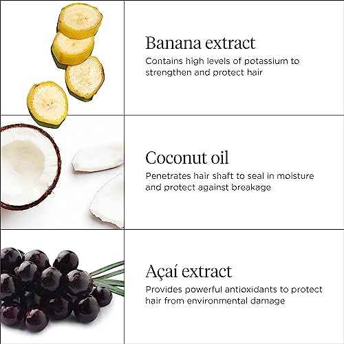 Briogeo Superfoods Banana + Coconut Nourishing Shampoo, Replenish Dull, Dry Hair and Supports Healthy Hair and Scalp, Moisturizing for All Hair Textures, Vegan, Cruelty-Free, 12.5 fl oz