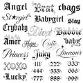 Sassy Script Temporary Tattoos | Y2K Gothic Words & Angel Numbers