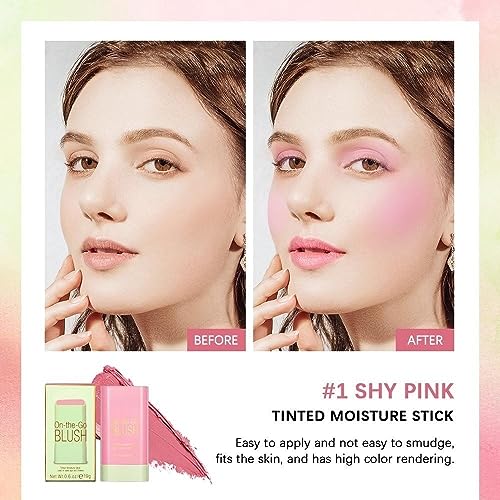 Lovelycat Blush Stick - Waterproof Cream Powder Blush, Long Lasting