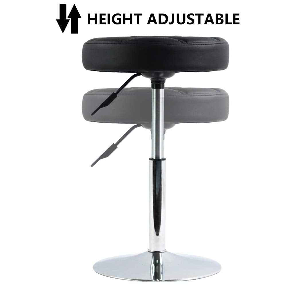 FURWOO Short Round PU Leather Shop Stool - Padded Stool for Salon,SPA,Manicure and Vanity - Small Black