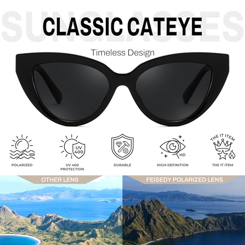 FEISEDY Cat Eye Sunglasses Polarized UV400 Protection Women