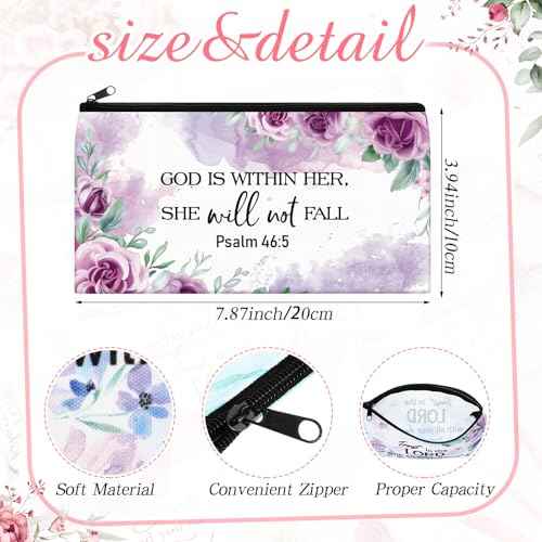 Talltalk 14 Pcs Christian Gifts for Women Religious Makeup Bags Bulk Bible Verse Cosmetic Bags Inspirational Pencil Pouch for Travel Office Gifts Supplies(Vibrant)