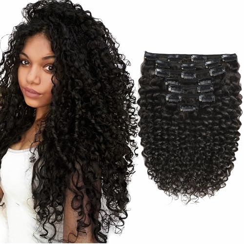 Lacer Clip-In Human Hair Extensions 20" Jerry Curly 1B