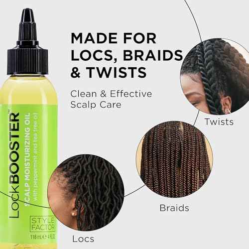 Style Factor LockBOOSTER Scalp Moisturizing Oil ? Lightweight Hydration with Peppermint & Tea Tree Oil for revitalizing Braids, Locs & Twists ? Soothes, Nourishes and Supports Scalp Care ? 4 oz