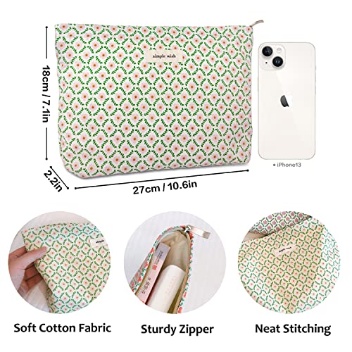 STARDW Floral Makeup Bag - Cute Large Capacity Cosmetic Pouch