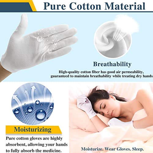 Cotton Moisturizing Gloves (12 Pairs) - Reusable White Overnight Gloves