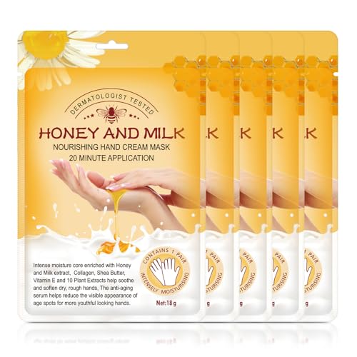 Honey & Milk Exfoliating Hand Peeling Mask Gloves for Dry Skin - 5 Pack