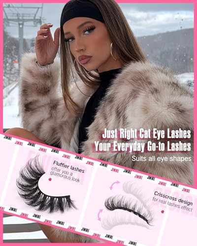 JIMIRE Mink Lashes 16MM Cat Eye D-Curly 7 Pairs Pack