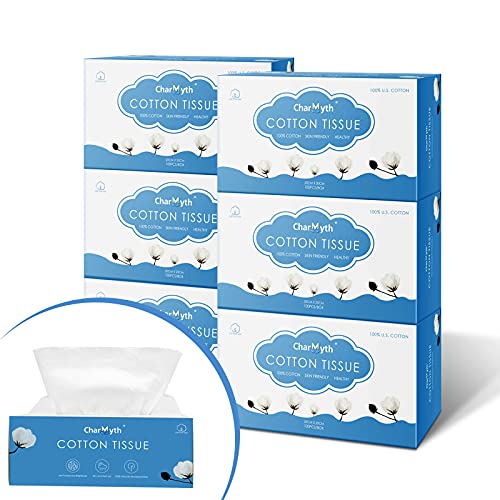 Charmyth Extra Thick Disposable Face Towel, Disposable Makeup Removing Wipes, 100% USA Cotton and 100% Organic & Cruelty Free, Lint-Free Cotton Tissues for Sensitive Skin