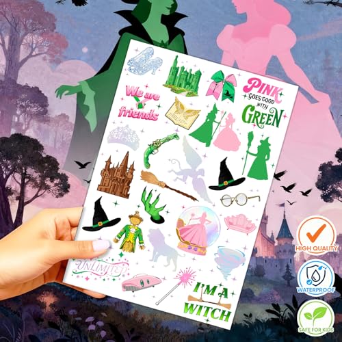 84Pcs Witch Temporary Tattoos - Birthday Witch Accessory, Wizard party decorations in Iridescent Foil Style, Fake Tattoo Stickers for Kids, Movie Themed Party Favors, Gifts for Boys Girls