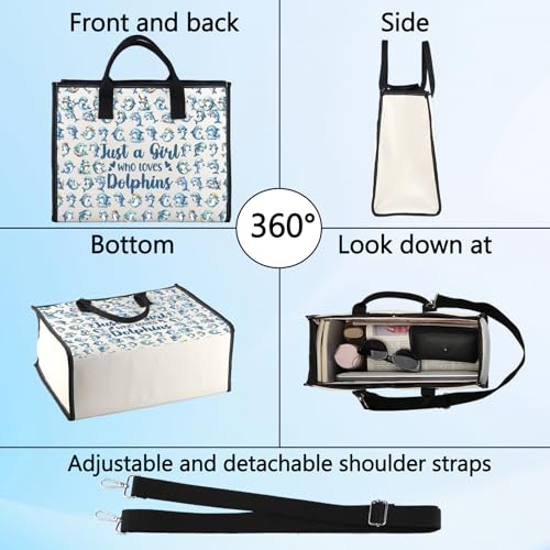 LEVLO Funny Dolphin Cosmetic Bag Animal Lover Gift Just A Girl Who Loves Dolphins Makeup Zipper Pouch Bag Dolphin Lover Gift For Women Girls (Dolphins LT)