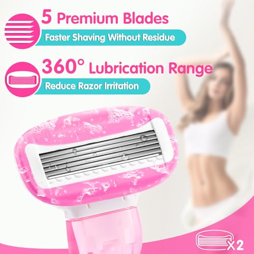 Travel Razor for Women with Case - 5-Blade Smooth Shaving