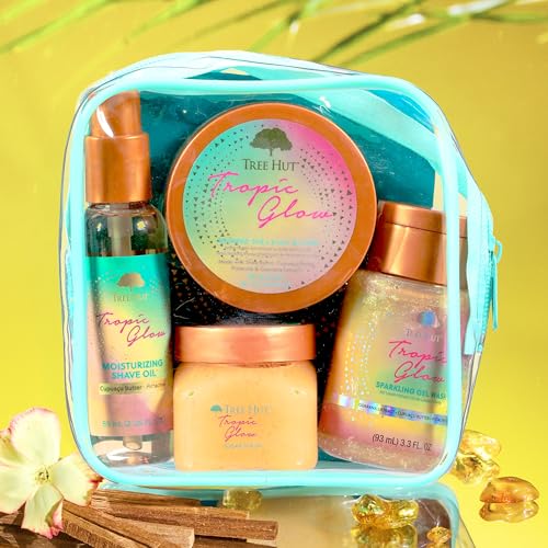 Tree Hut Tropic Glow 4-Piece Shower Gift Set with Scrub, Wash & Body Butter