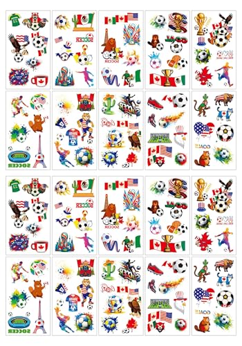 Soccer Temporary Tattoos 20 Sheets - Waterproof Sports Stickers