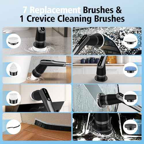 G2-Pro Electric Spin Scrubber - IPX7 Waterproof 10-in-1 Shower Cleaner Brush, Retractable Handle & 2-Speed for Bathroom, Bathtub, Kitchen, Tile Floors