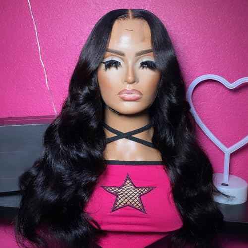 2 By 6 Lace Closure Human Hair Closure HD Transparent Body Wave 2x6 Lace Closure Middle Part Human Hair Kim K Closure With Baby Hair (18 inch, 2x6 Closure)