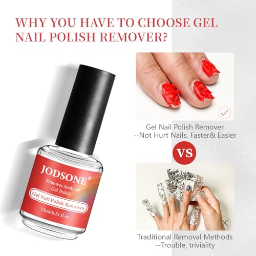 JODSONE Quick Gel Nail Polish Remover Kit with Cuticle Pusher & File (15ml)