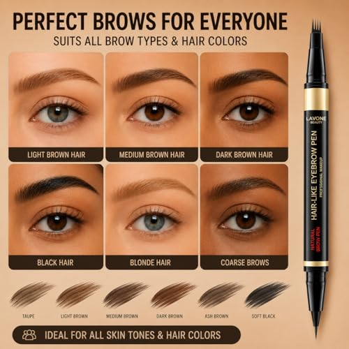 LAVONE Eyebrow Makeup Kit - Waterproof Pen, Wax & Brush Set