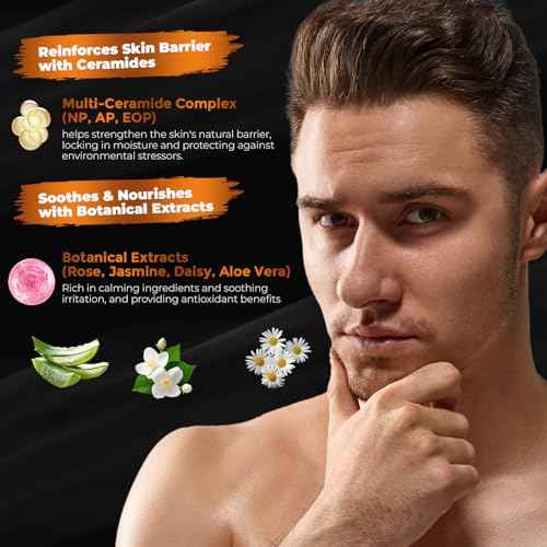 Gift for Men Skincare Skin Care Set for Men Him Complete Routine Kit with Niacinamide & Ceramides - Face Cleanser, Scrub, Toner, Serum, Moisturizer Cream, Lip Balm - Christmas, Father¡¯s Day Gifts