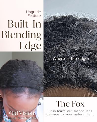 The Fox Kinky Curly Half Wig 14" Black Human Hair