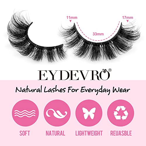 Mink Lashes Fluffy Wispy Lashes Natural Look 3D False Eyelashes D Curl Russian Strip Lashes 7 Pairs Short Fake Eyelash Pack by EYDEVRO