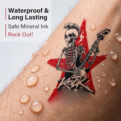 75 Pcs Rock Music Temporary Tattoos - Guitar & Band Themed
