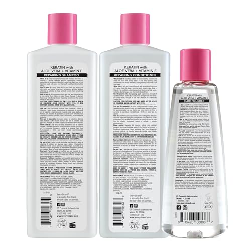 Every Strand Keratin Shampoo Conditioner Set with Hair Polisher