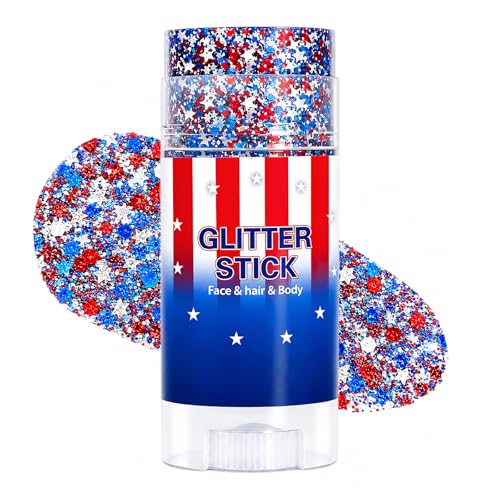 Red White Blue Glitter Stick for 4th of July & Memorial Day