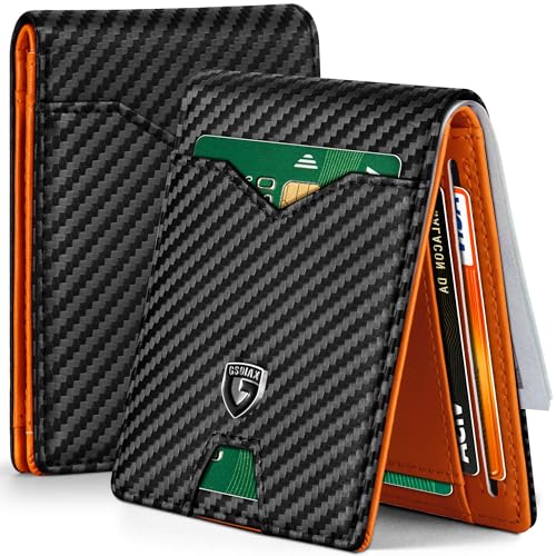 GSOIAX Slim RFID Blocking Leather Bifold Wallet for Men
