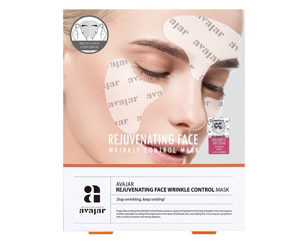 Avajar Rejuvenating Face Wrinkle Control Cream Mask (3pairs*5) Face Wrinkle Forehead Under Eye Nasolabial Folds Treatment Patches