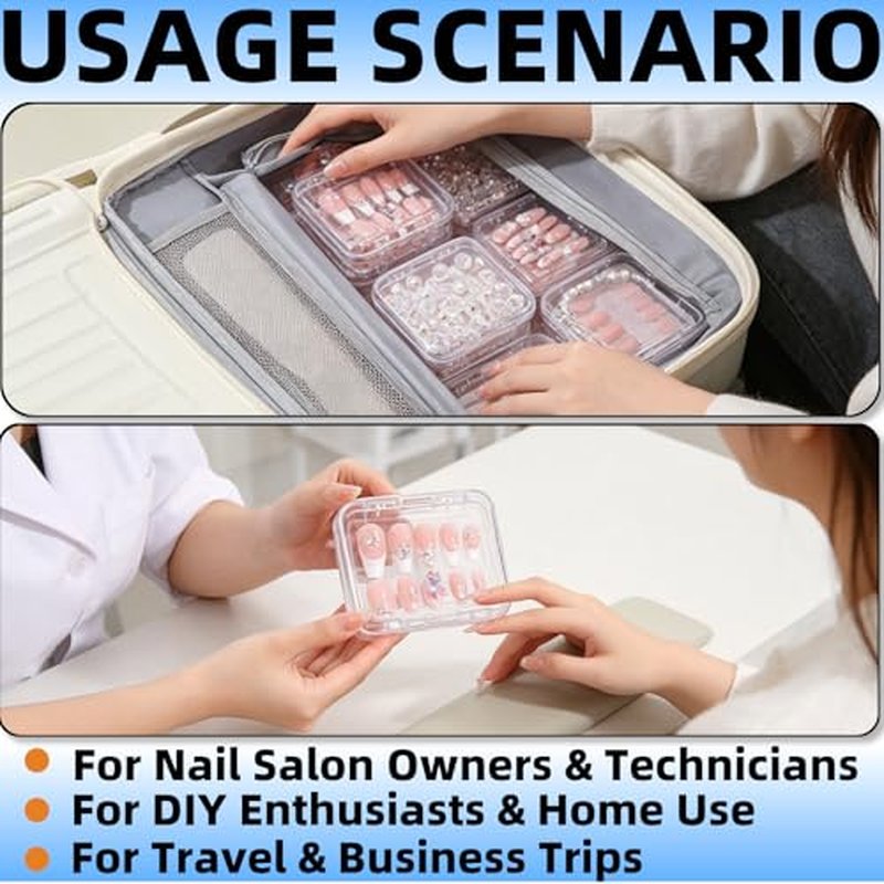 12-Pack Clear Acrylic Press-On Nail Storage Box with Tape