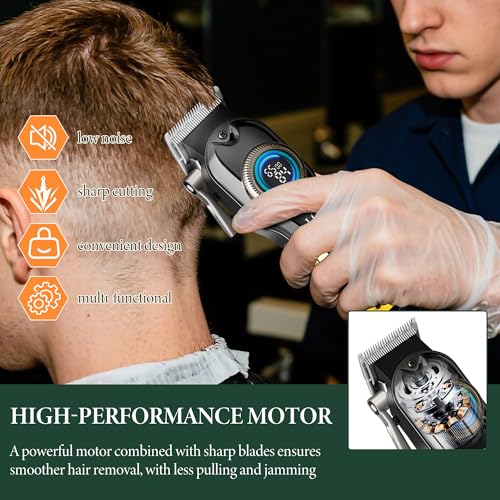 Professional Hair Clippers for Men, Professional Barber Clippers Razor and Trimmer Set, Gold Mens Cordless Hair Clipper for Him Father's Day Gift