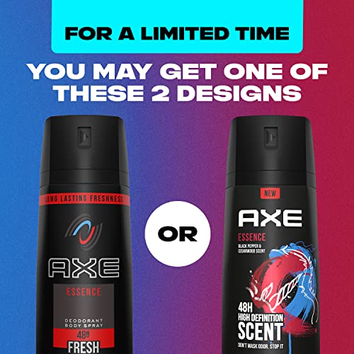 AXE Essence Black Pepper Cedarwood Dual Action Body Spray, 4 oz Twin Pack