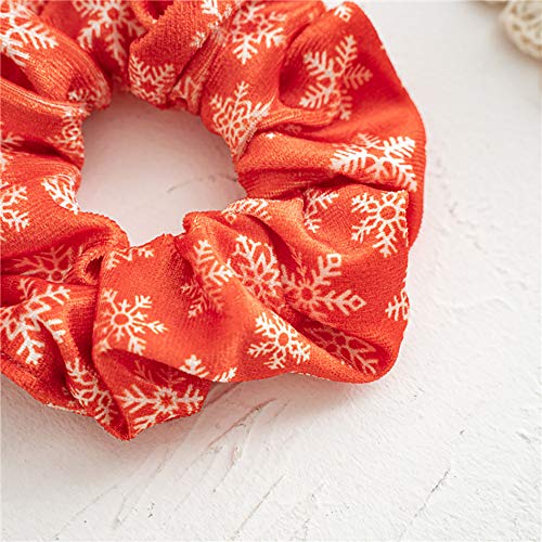 6 Pcs Halloween Christmas Red Scrunchies for Hair Velvet Hair Ties for Woman Girls, Snowflake Elastic Hair Ties Ponytail Holder for Thanksgiving Gift