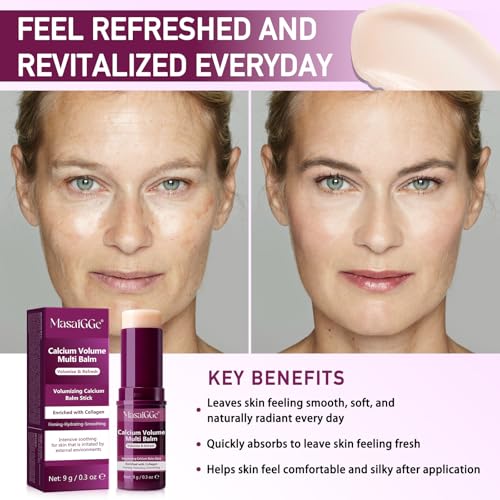 Calcium Volume Multi Balm, Korean Collagen Moisturizing Stick for Face, Calcium Volume Balm Anti-Aging Face Cream for Wrinkles, Firming & Hydrating for Eyes, Neck, Face