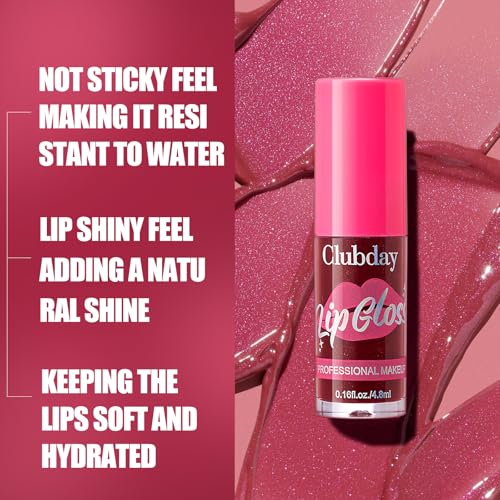 6 Colors Moisturizing Lip Gloss with Long-Lasting Wear Waterpoof, Pearlescent Lipstick Lightweight Vivid Color Natural,Lip Plumper Gloss-02